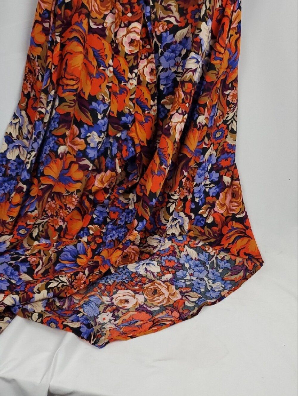 MSK Orange Floral Halter Wide-Leg Jumpsuit with Blue Accents - Picture 10 of 10